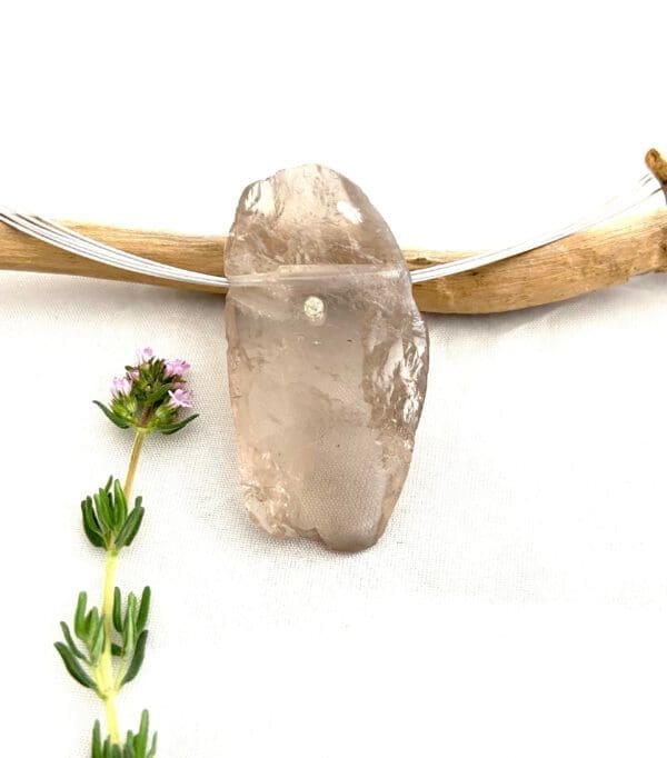 Quartz Fumé et diamant incrusté en pendentif – Image 2
